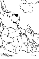 A coloring page of winnie the pooh - group